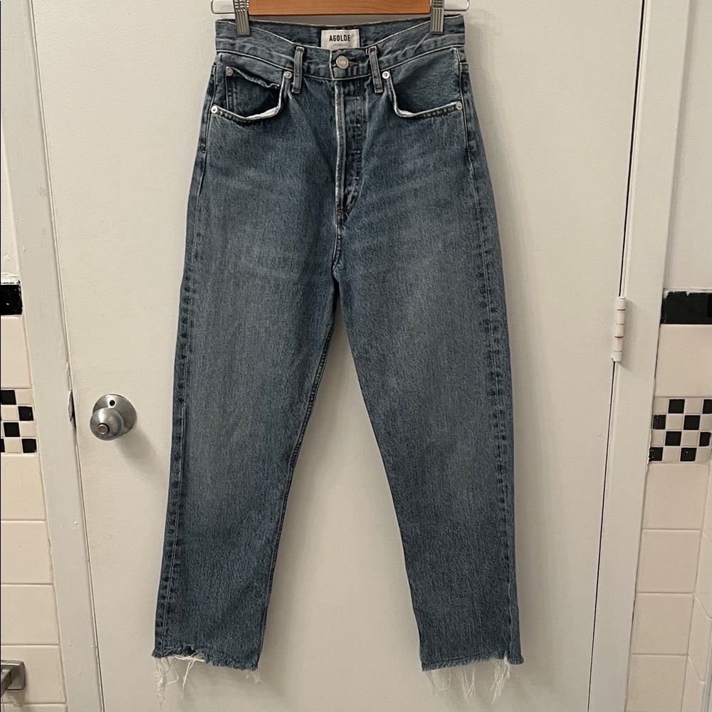 Agolde Distressed Hem Straight Leg Jean